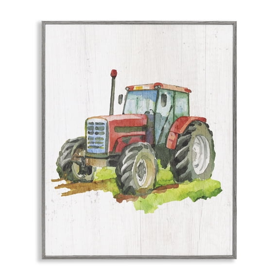 Stupell Industries Detailed Country Tractor Transportation Painting Gray Framed Art Print Wall Art, 16 x 20