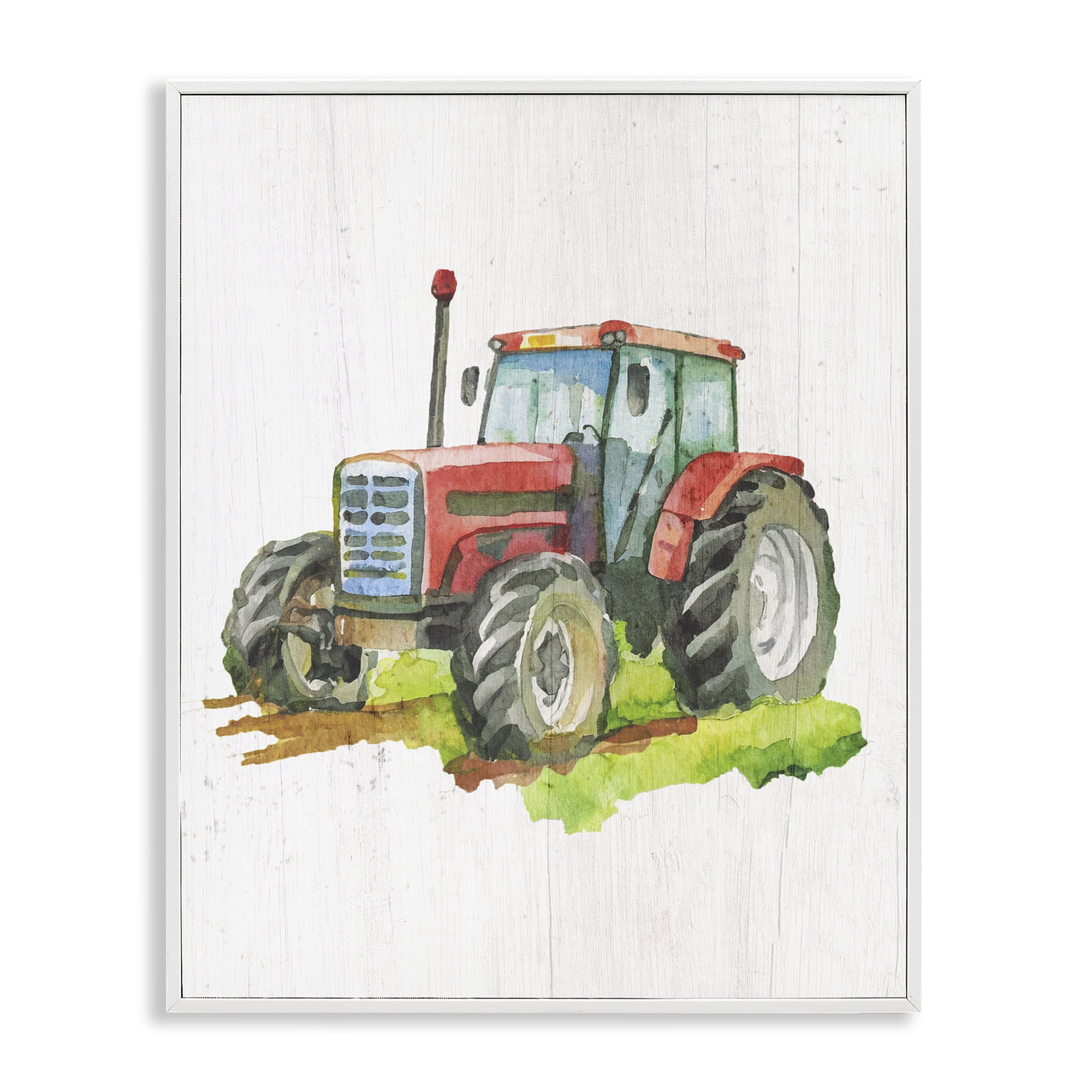 Stupell Industries Detailed Country Tractor Transportation Painting White Framed Art Print Wall Art, 16 x 20