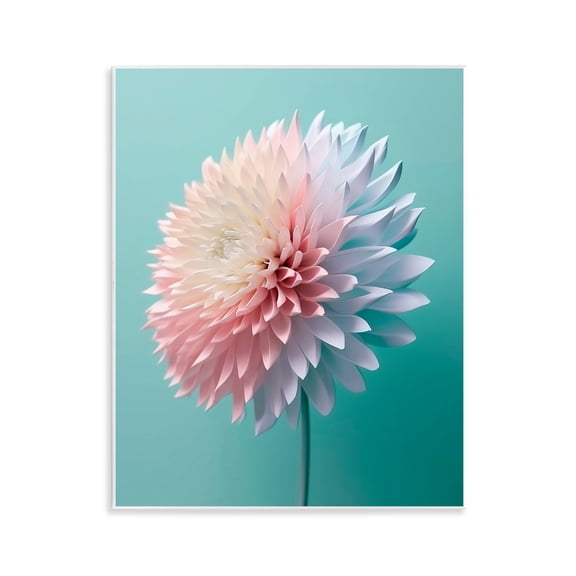 Stupell Industries Detailed Dahlia on Blue Plants & Flowers Photography Unframed Art Print Wall Art, 11 x 14