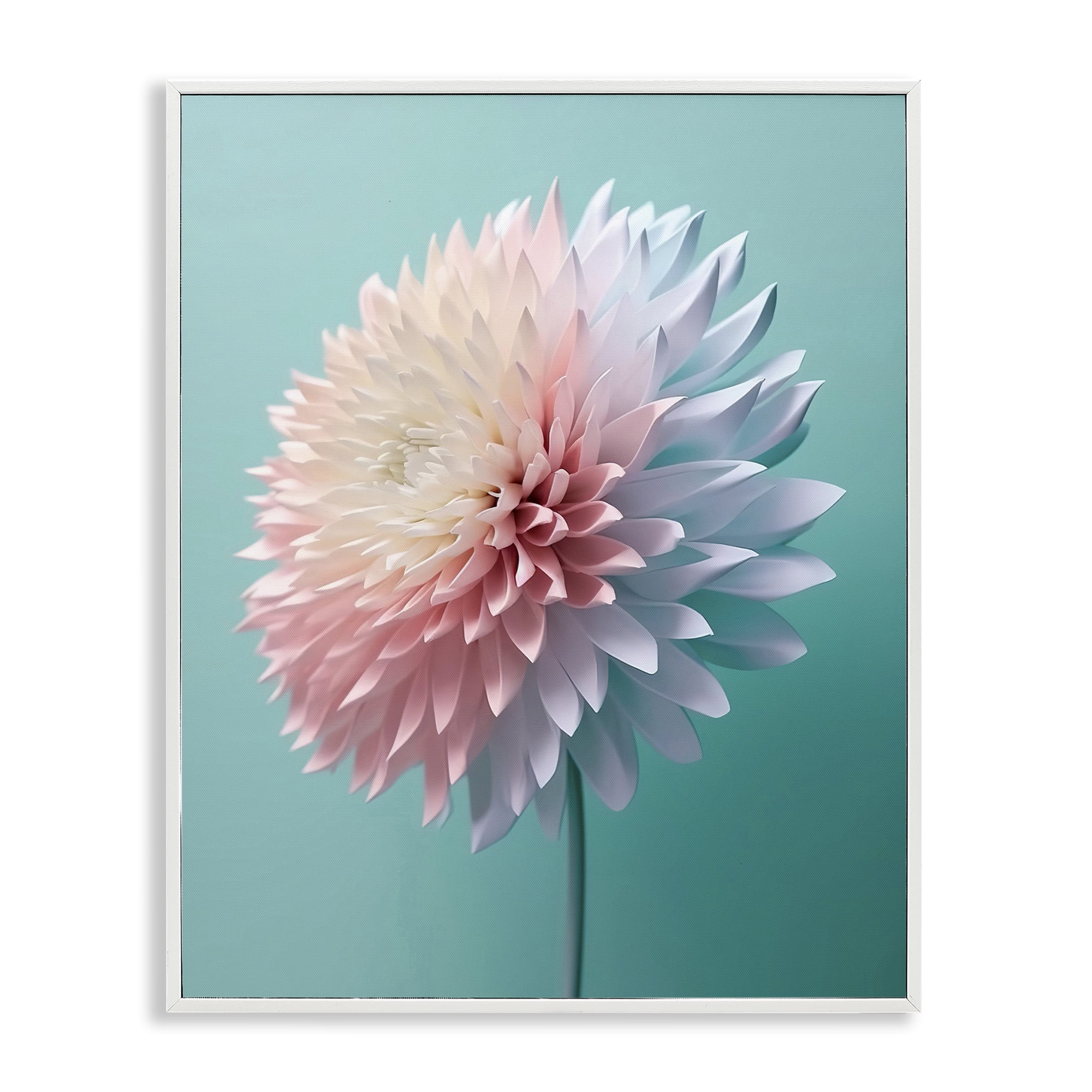 Stupell Industries Detailed Dahlia on Blue Plants & Flowers Photography White Framed Art Print Wall Art, 24 x 30