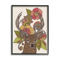 Stupell Industries Detailed Deer Wild Floral Blossoms Mandala Fractals Graphic Art Black Framed Art Print Wall Art, Design by Valentina Harper