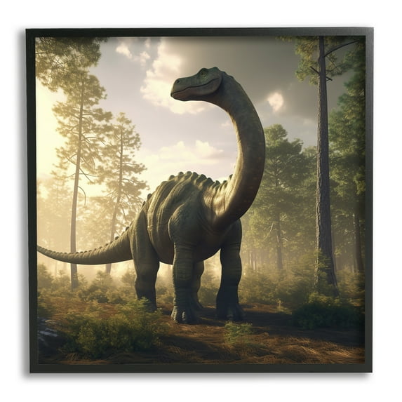 Stupell Industries Detailed Dinosaur Landscape Animals & Insects Painting Black Framed Art Print Wall Art, 24 x 24