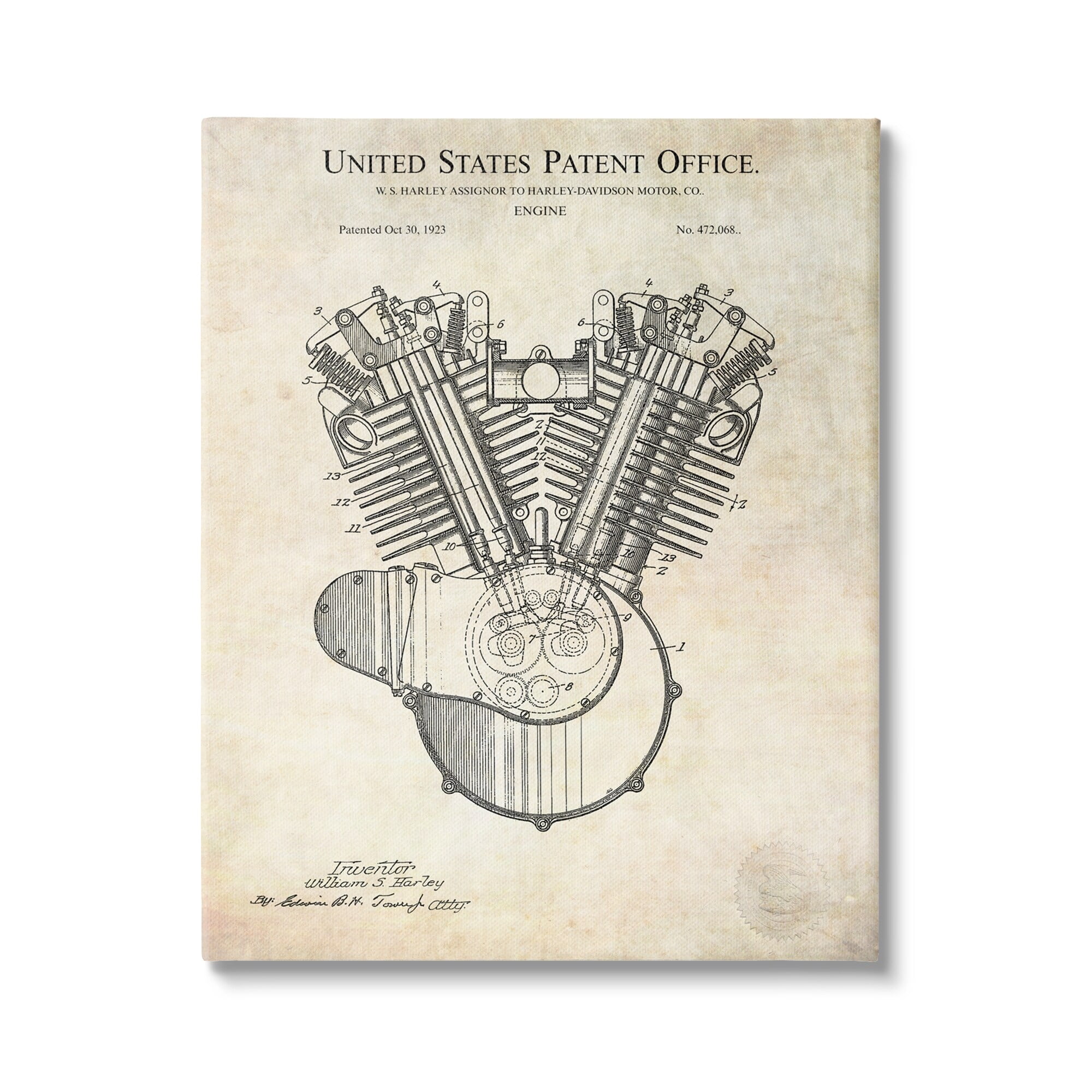 Stupell Industries Detailed Engine Machine Diagram Blueprint Patent Text Canvas Wall Art, 30 x 40, Design by Karl Hronek