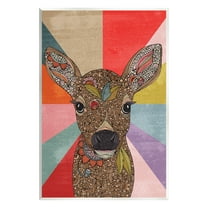 Stupell Industries Detailed Fawn Pop Style Stripes Floral Patterns Graphic Art Unframed Art Print Wall Art, Design by Valentina Harper