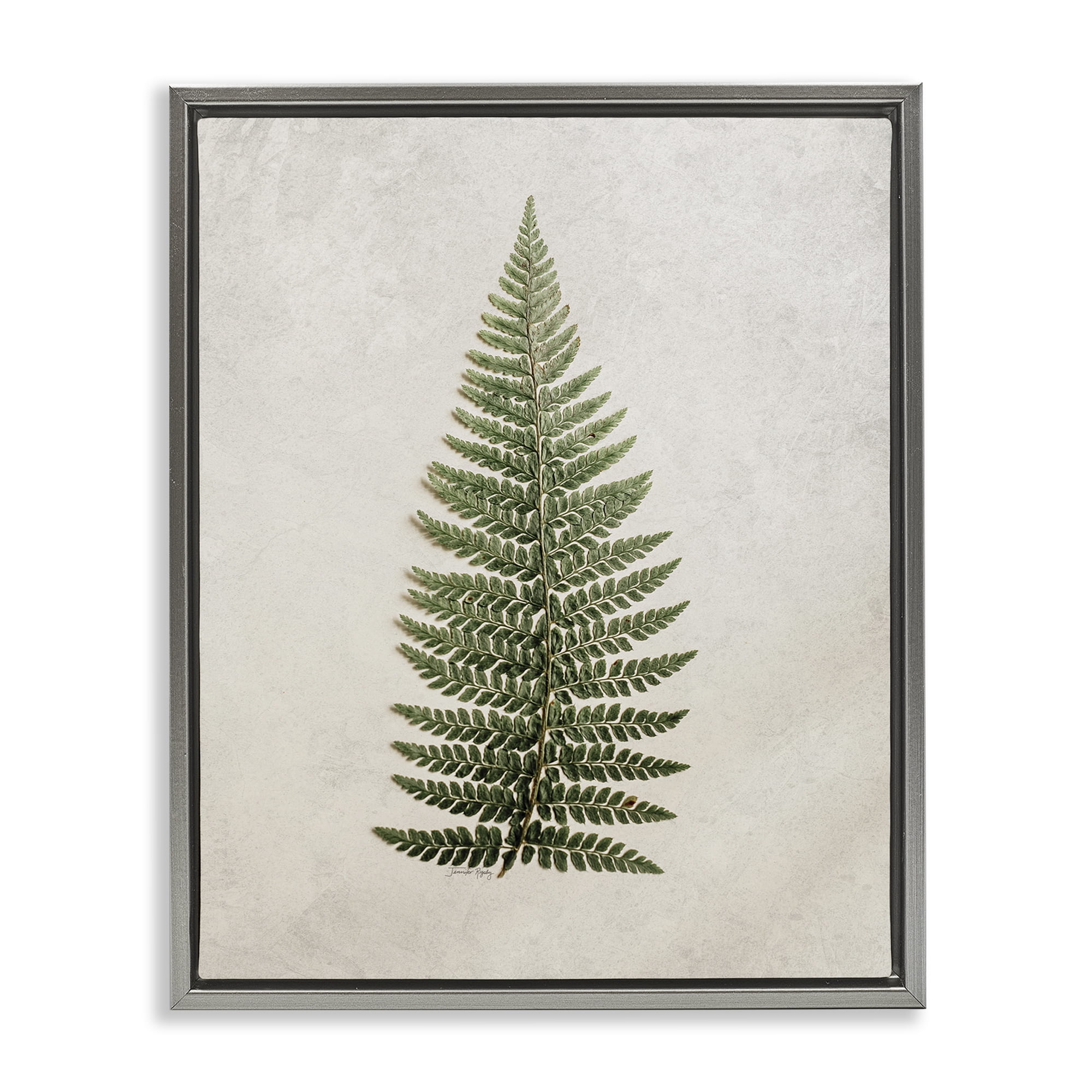 Stupell Industries Detailed Fern Leaf Botanical & Floral Painting Gray Floater Framed Art Print Wall Art, 25 x 31