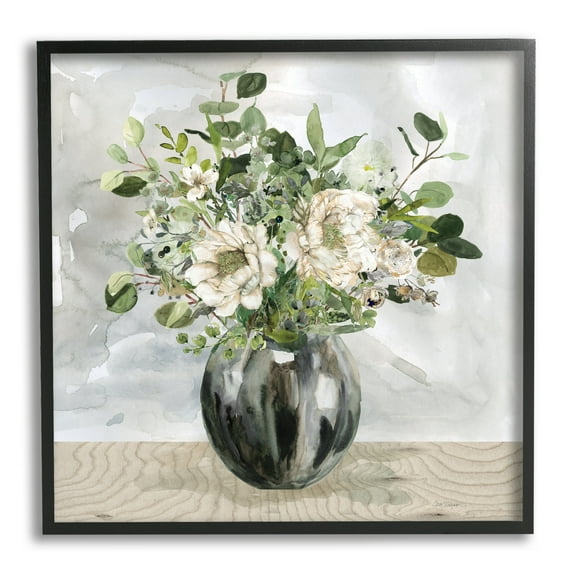 Stupell Industries Detailed Flower Arrangement Mixed Blooms Vase Bouquet Graphic Art Black Framed Art Print Wall Art, Design by Carol Robinson