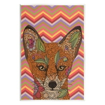 Stupell Industries Detailed Fox Retro Zig Zag Pattern Mandala Fractals Graphic Art Unframed Art Print Wall Art, Design by Valentina Harper