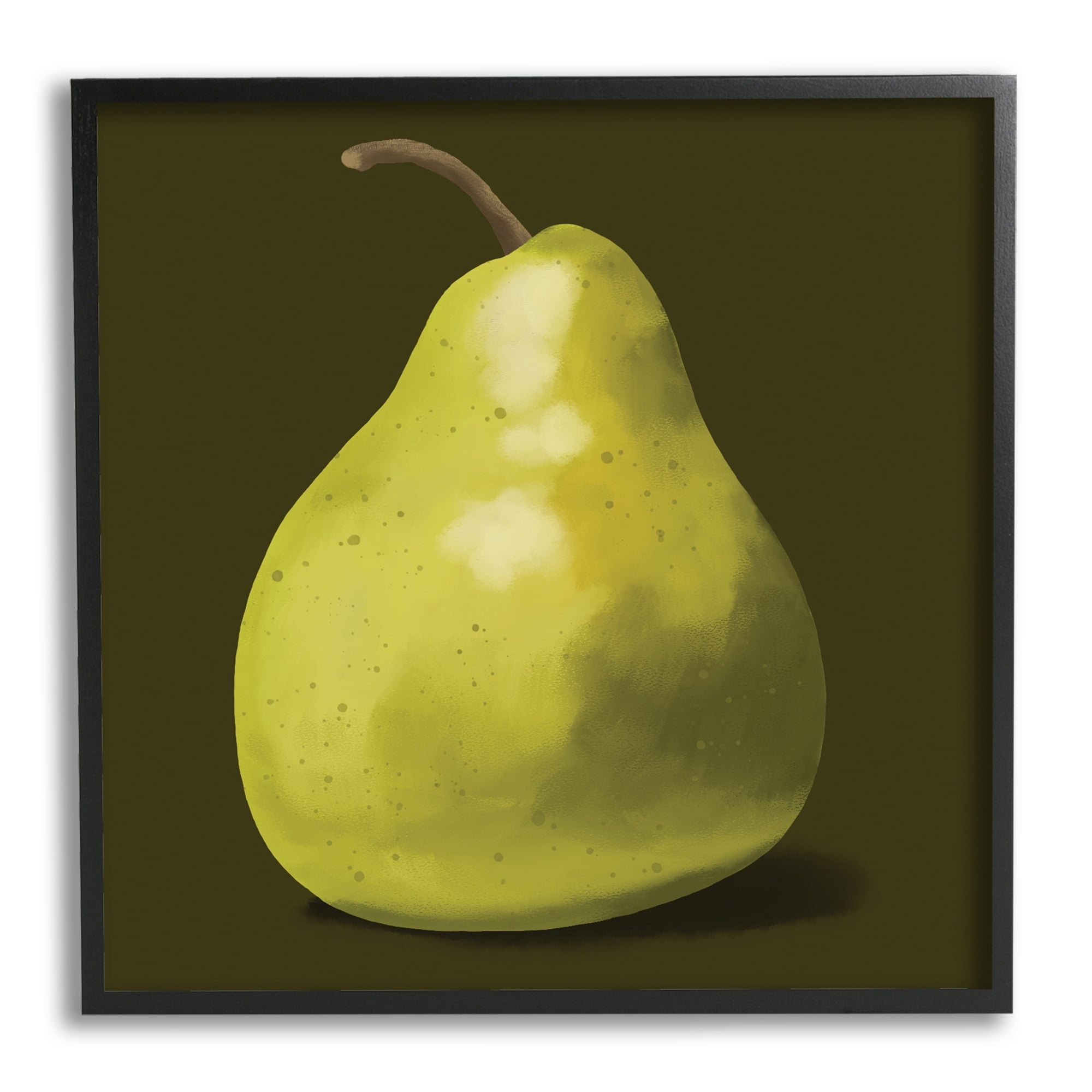 Stupell Industries Detailed Green Pear Painting Fruit Still Life Graphic Art Black Framed Art Print Wall Art, 17x30, by Sally Springer Griffith