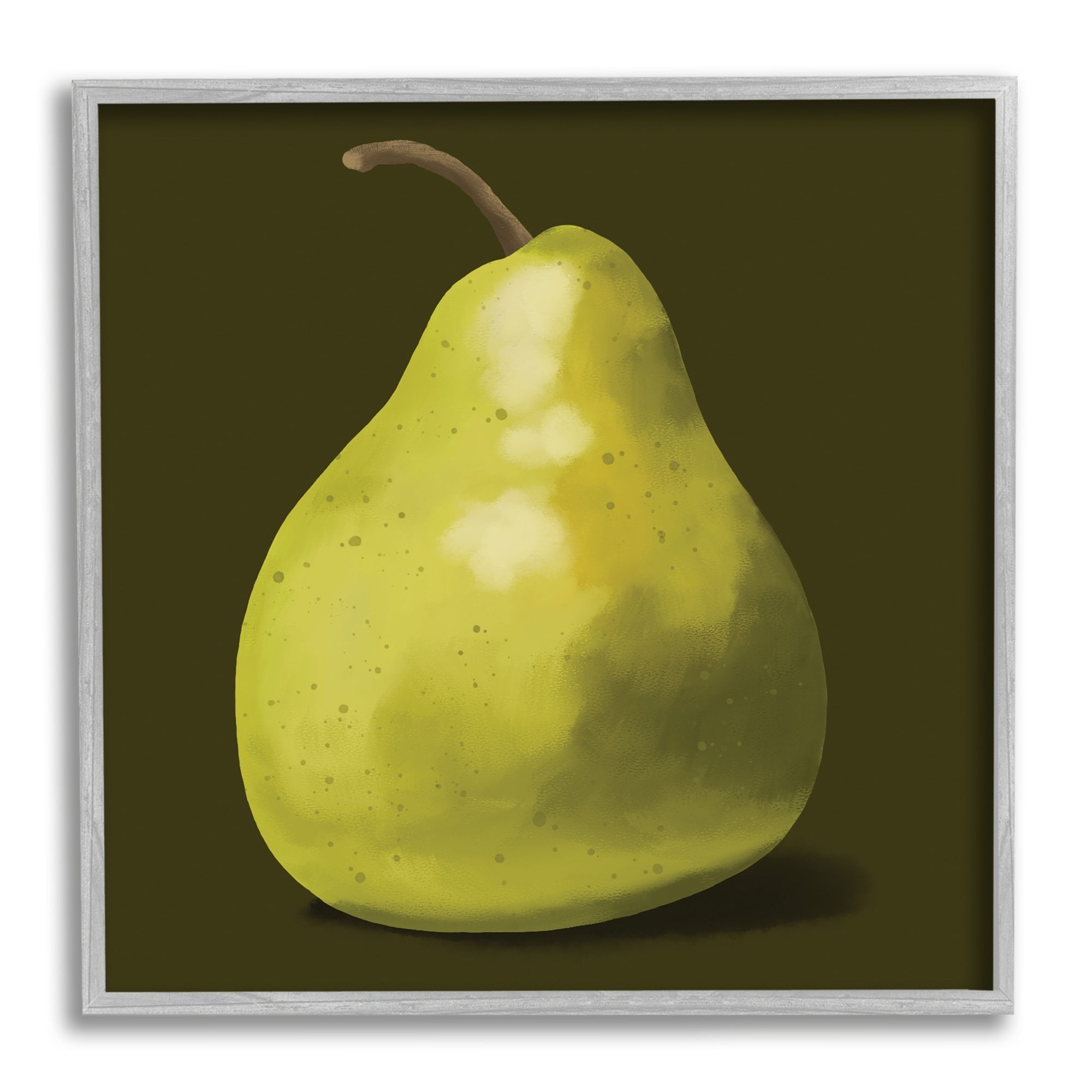 Stupell Industries Detailed Green Pear Painting Fruit Still Life Graphic Art Gray Framed Art Print Wall Art, 17x17, by Sally Springer Griffith