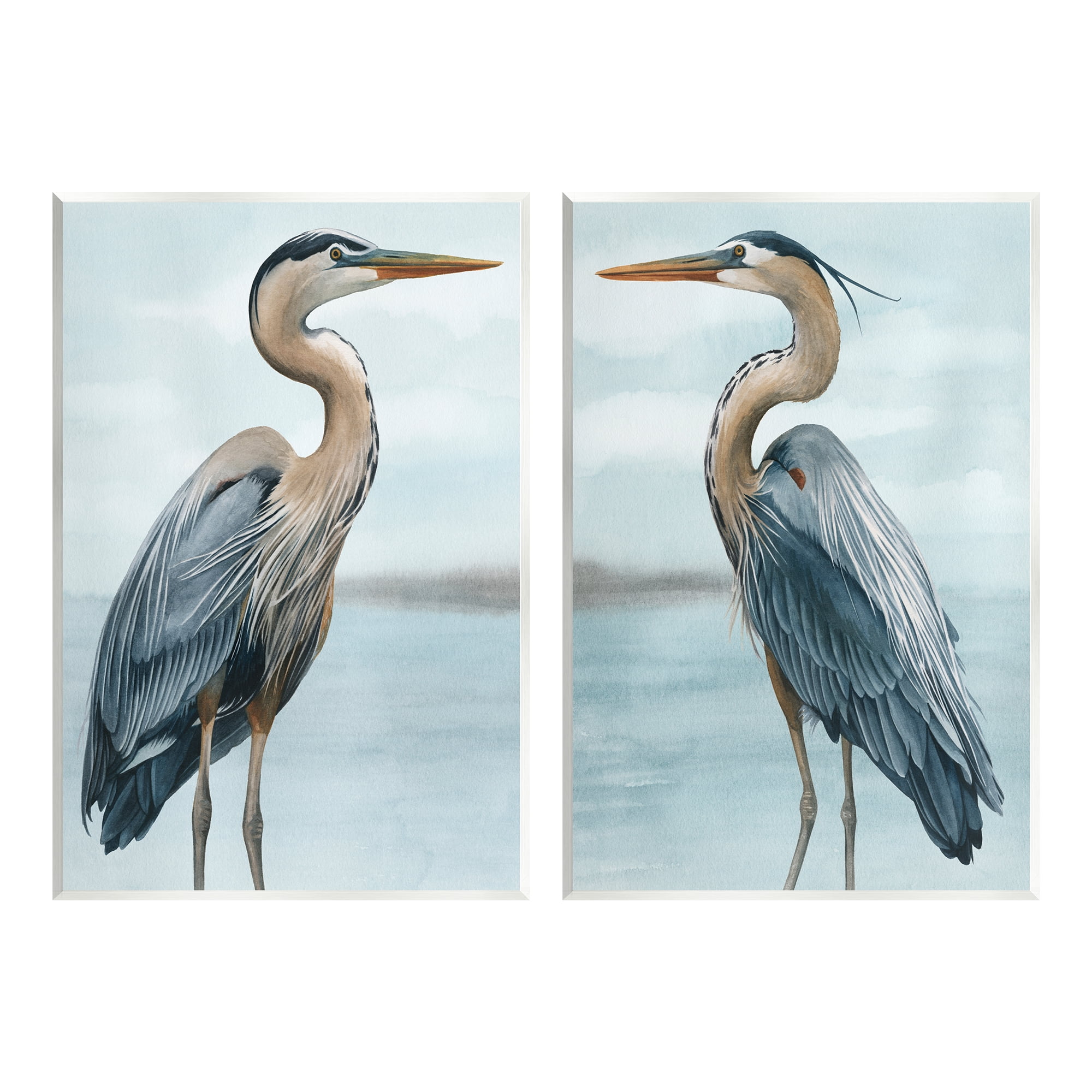 Stupell Industries Detailed Heron Bird Duo Animals & Insects Painting Unframed Art Print Wall Art, 10 x 15, Set of 2