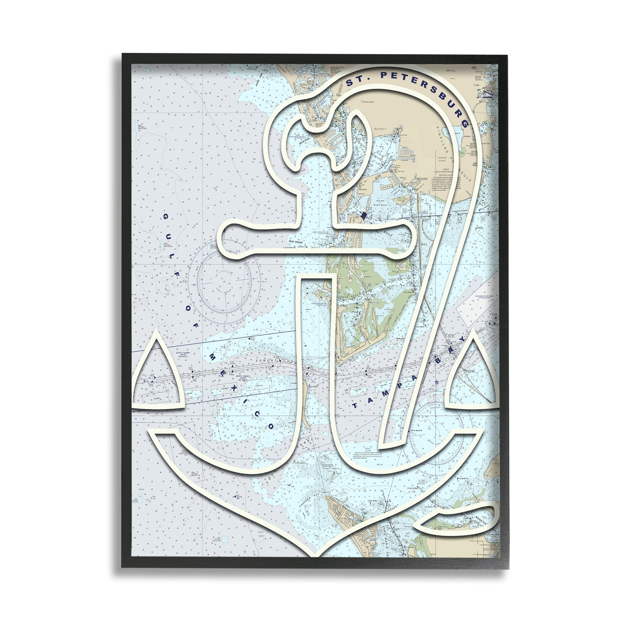 Stupell Industries Detailed Map Tampa Bay Florida Anchor Symbol , 11 x 14, Design by Lil' Rue