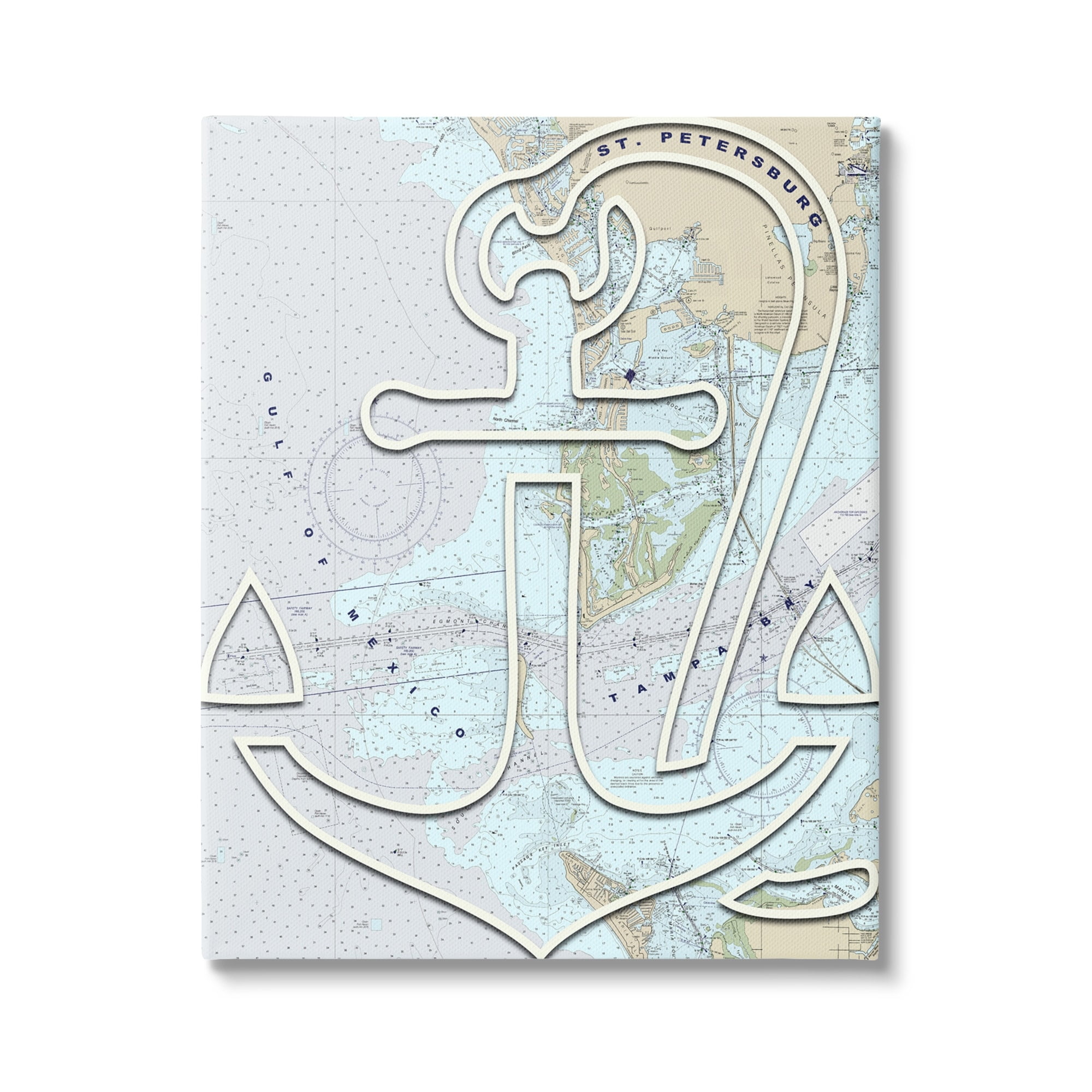 Stupell Industries Detailed Map Tampa Bay Florida Anchor Symbol , 24 x 30, Design by Lil' Rue