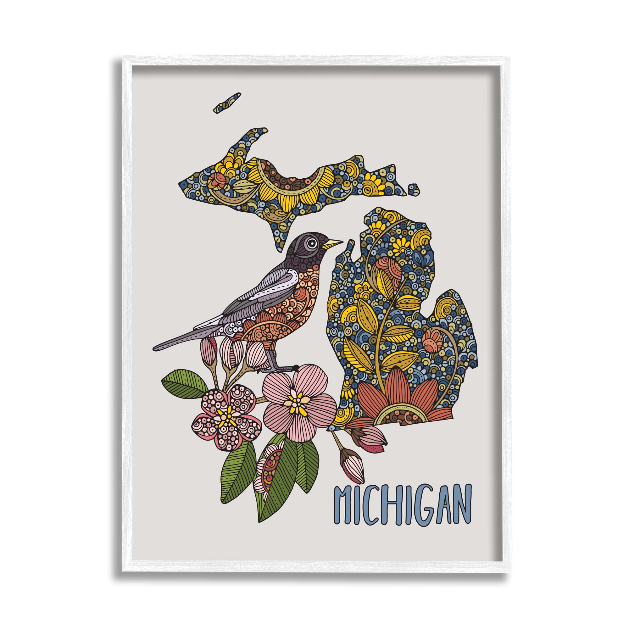 Free Shipping! Stupell Industries Michigan State Robin Bird