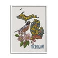 thumbnail image 1 of Stupell Industries Detailed Michigan State Robin Bird & Flower Patterns Graphic Art White Framed Art Print Wall Art, Design by Valentina Harper, 1 of 8