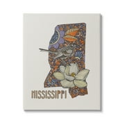 Stupell Industries Detailed Mississippi Bird & Flower Pattern Design Graphic Art Gallery Wrapped Canvas Print Wall Art, Design by Valentina Harper