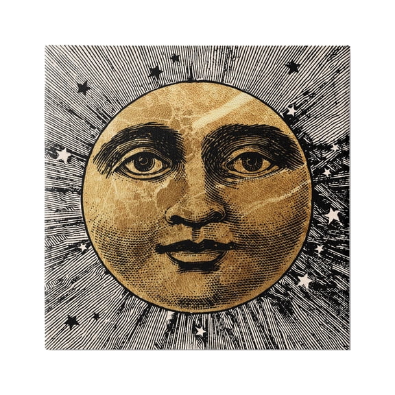 Stupell Industries Detailed Moon Face Landscape Painting Gallery Wrapped Canvas Art Print Wall Art, 36 x 36