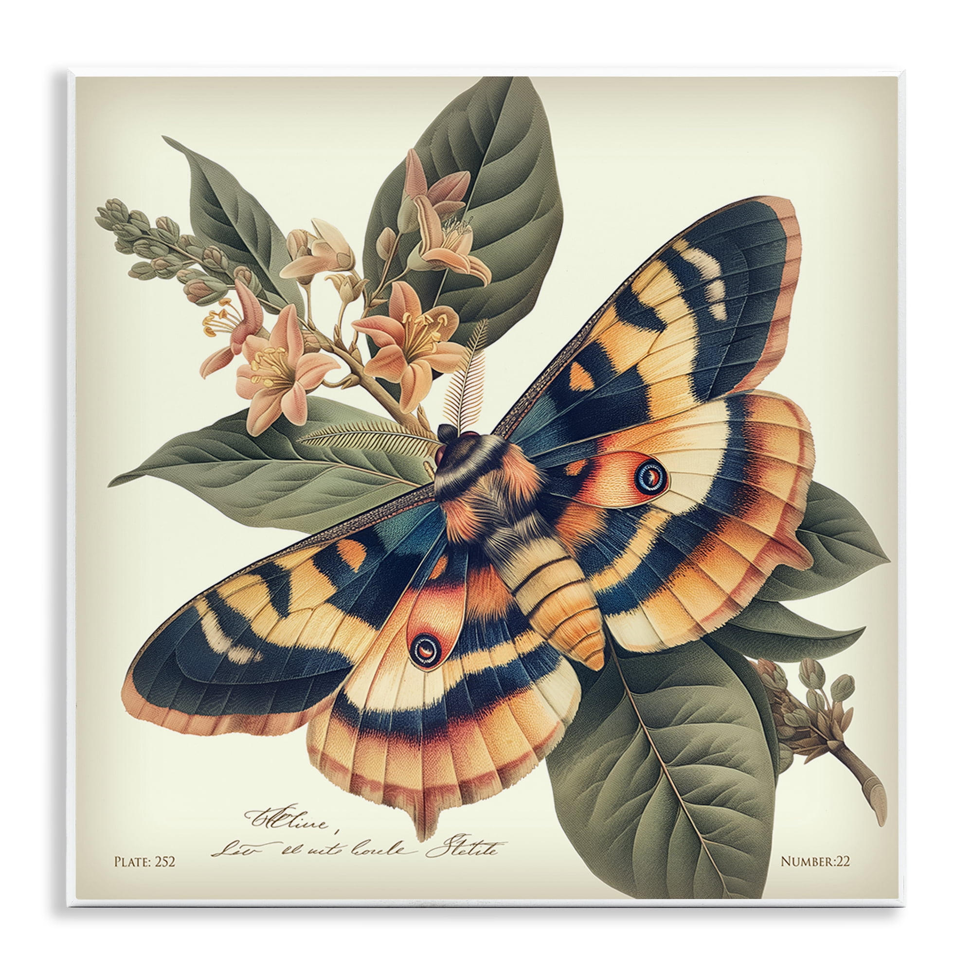 Stupell Industries Detailed Moth & Lilies Animals Painting Unframed Art Print Wall Art, 12 x 12