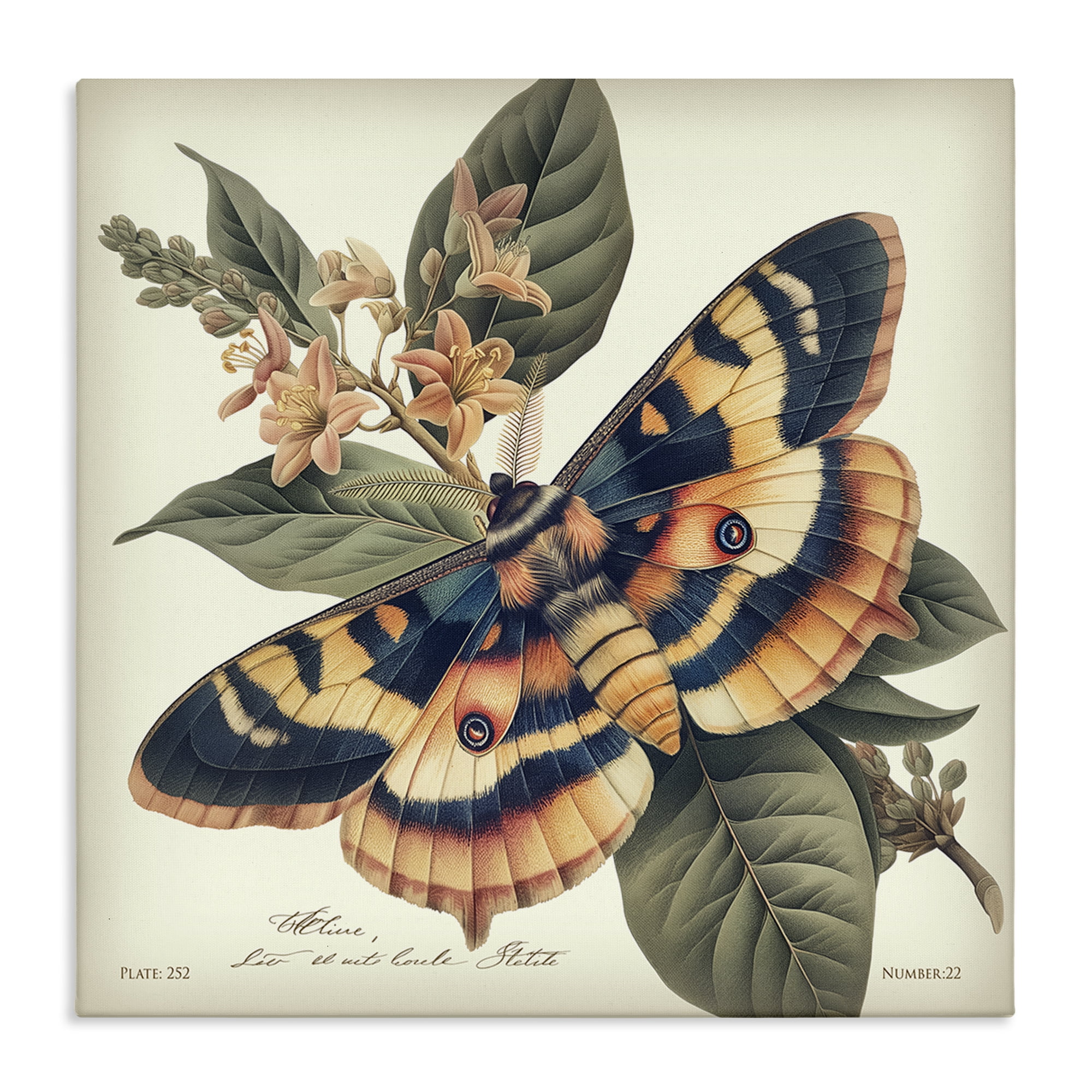 Stupell Industries Detailed Moth & Lilies Animals Painting Wrapped Canvas Art Print Wall Art, 30 x 30