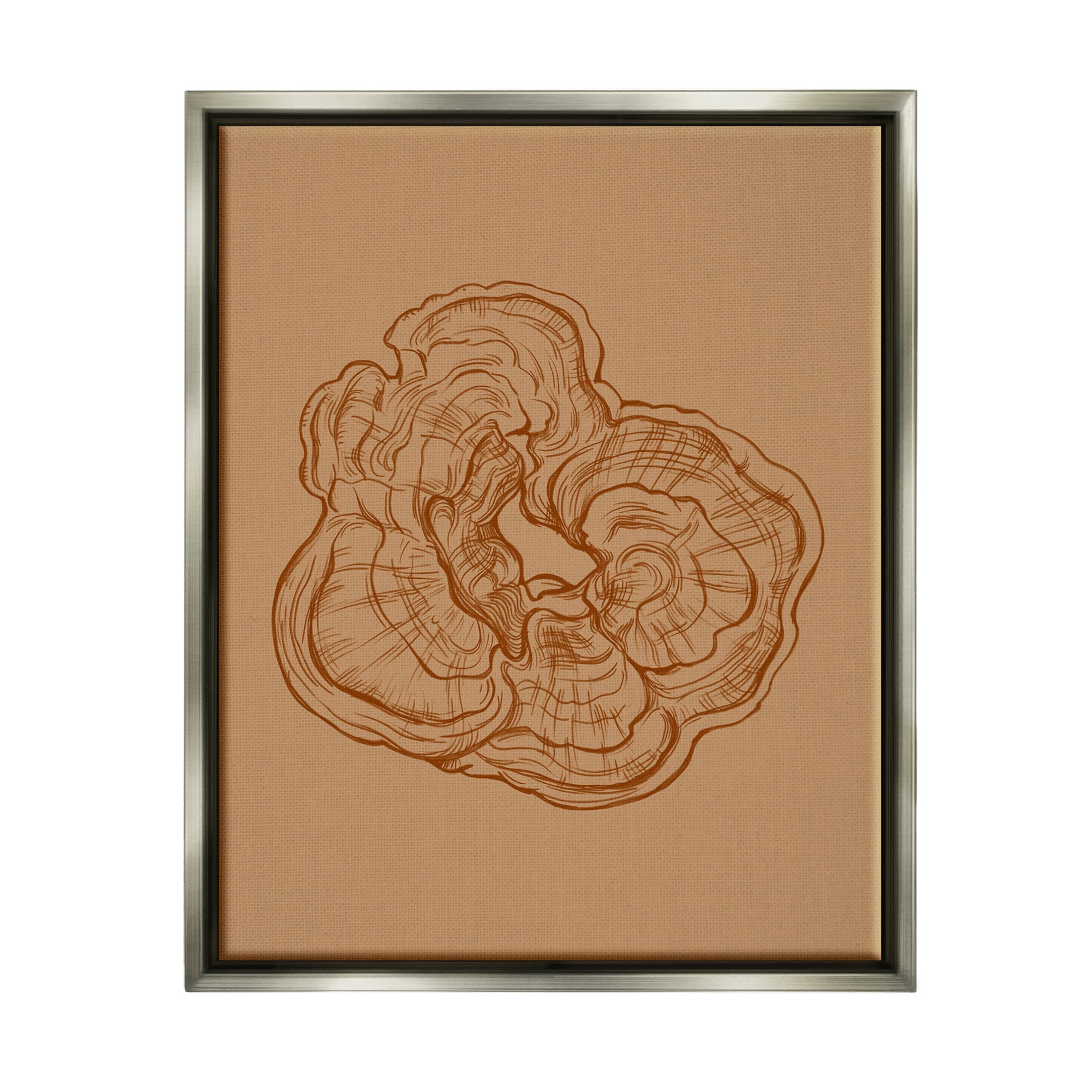 Stupell Industries Detailed Nature Botanical Fungus Graphic Art Luster Gray Floating Framed Canvas Print Wall Art, Design by Ziwei Li