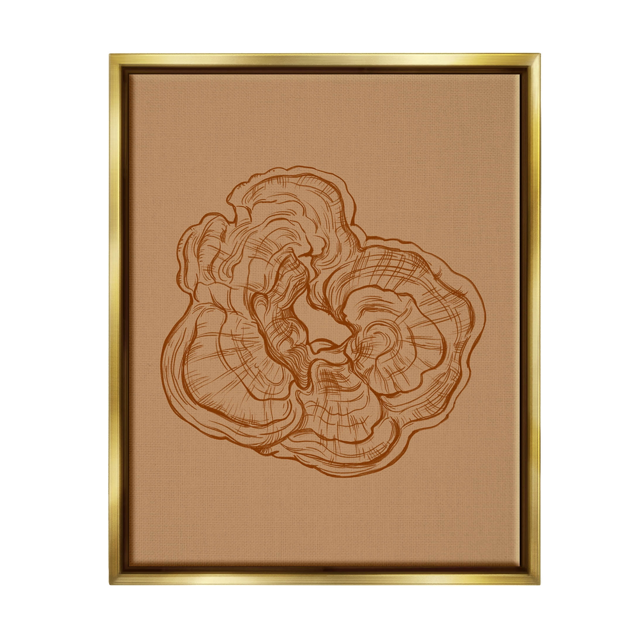 Stupell Industries Detailed Nature Botanical Fungus Graphic Art Metallic Gold Floating Framed Canvas Print Wall Art, Design by Ziwei Li