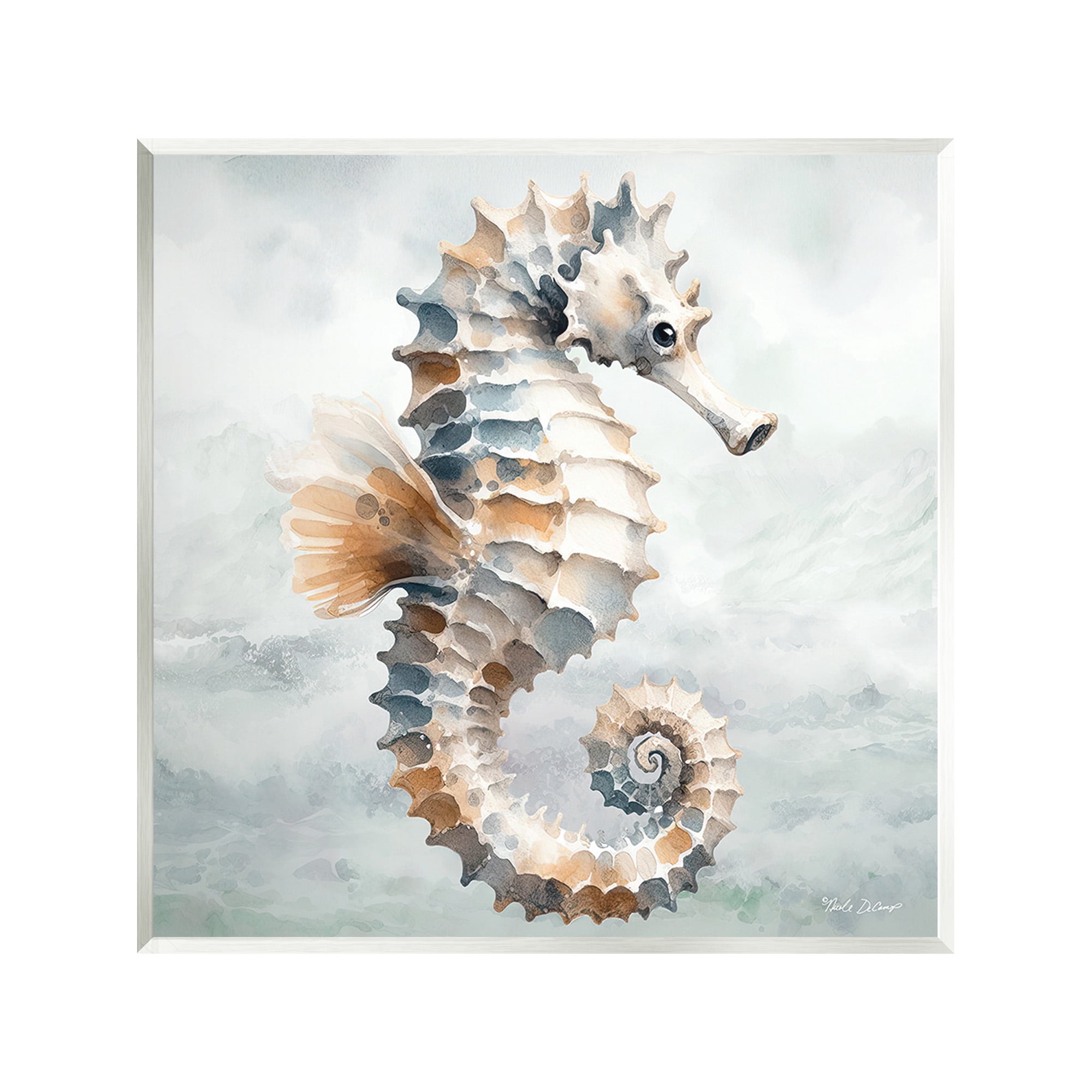 Stupell Industries Detailed Ocean Seahorse Animals & Insects Painting Unframed Art Print Wall Art, 12 x 12
