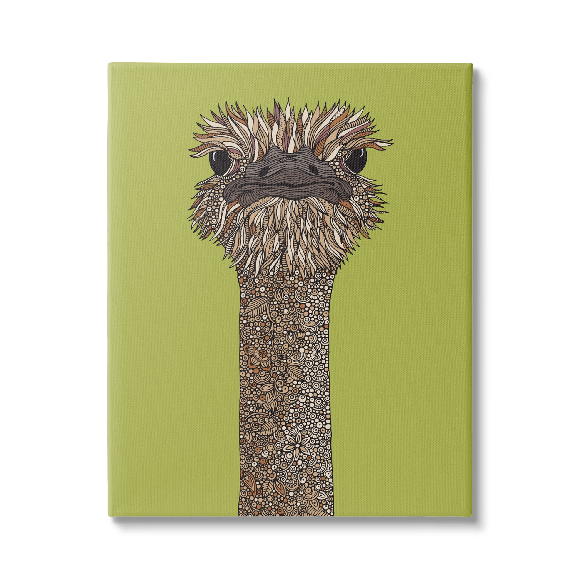 Stupell Industries Detailed Ostrich Bird Floral Petal Fractal Shapes Graphic Art Gallery Wrapped Canvas Print Wall Art, Design by Valentina Harper