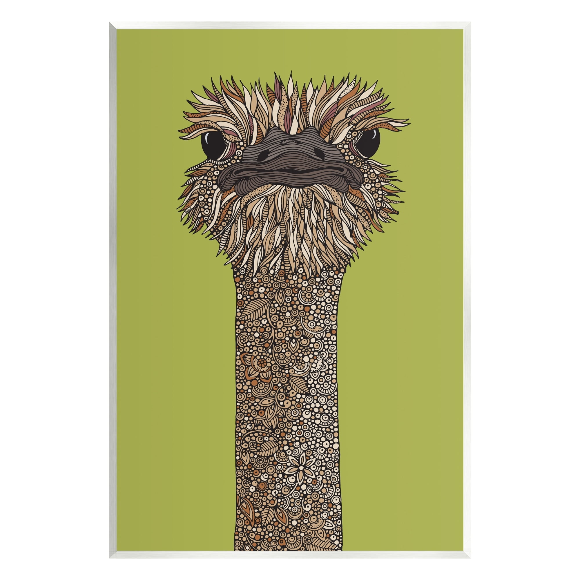 Stupell Industries Detailed Ostrich Bird Floral Petal Fractal Shapes Graphic Art Unframed Art Print Wall Art, Design by Valentina Harper