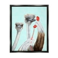 thumbnail image 1 of Stupell Industries Detailed Ostrich Birds Talking Red Cord Telephone Graphic Art Jet Black Floating Framed Canvas Print Wall Art, Design by Amelie Legault, 1 of 5