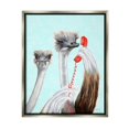 thumbnail image 1 of Stupell Industries Detailed Ostrich Birds Talking Red Cord Telephone Graphic Art Luster Gray Floating Framed Canvas Print Wall Art, Design by Amelie Legault, 1 of 5