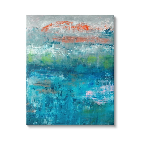 Stupell Industries Detailed Paint Stroke Overlays Deep Blue Red Accent Painting Gallery Wrapped Canvas Print Wall Art, Design by Jeff Iorillo