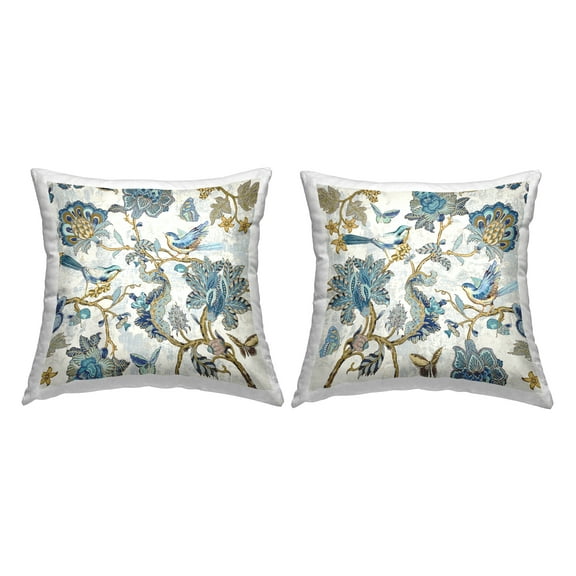 Stupell Industries Detailed Paisley Patterned Florals Printed Throw Pillow Design by Rene Campbell (Set of 2)