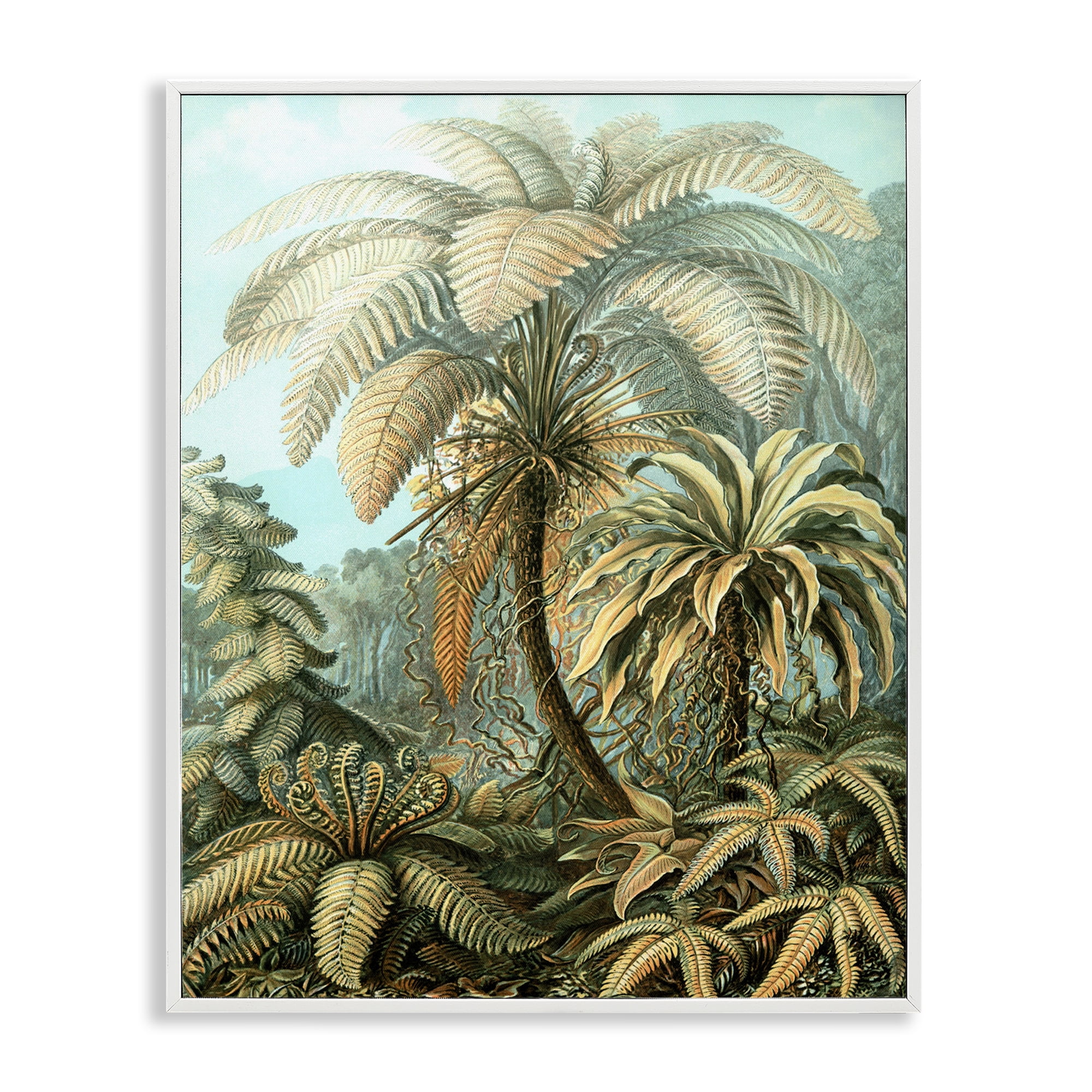 Stupell Industries Detailed Palm Tree Leaves Landscape & Nature Painting White Framed Art Print Wall Art, 16 x 20