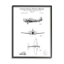 Stupell Industries Detailed Patent US Airplane Graphic Art Black Framed Art Print Wall Art, Design by Karl Hronek