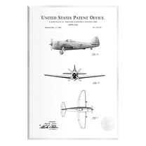 Stupell Industries Detailed Patent US Airplane Graphic Art Unframed Art Print Wall Art, Design by Karl Hronek