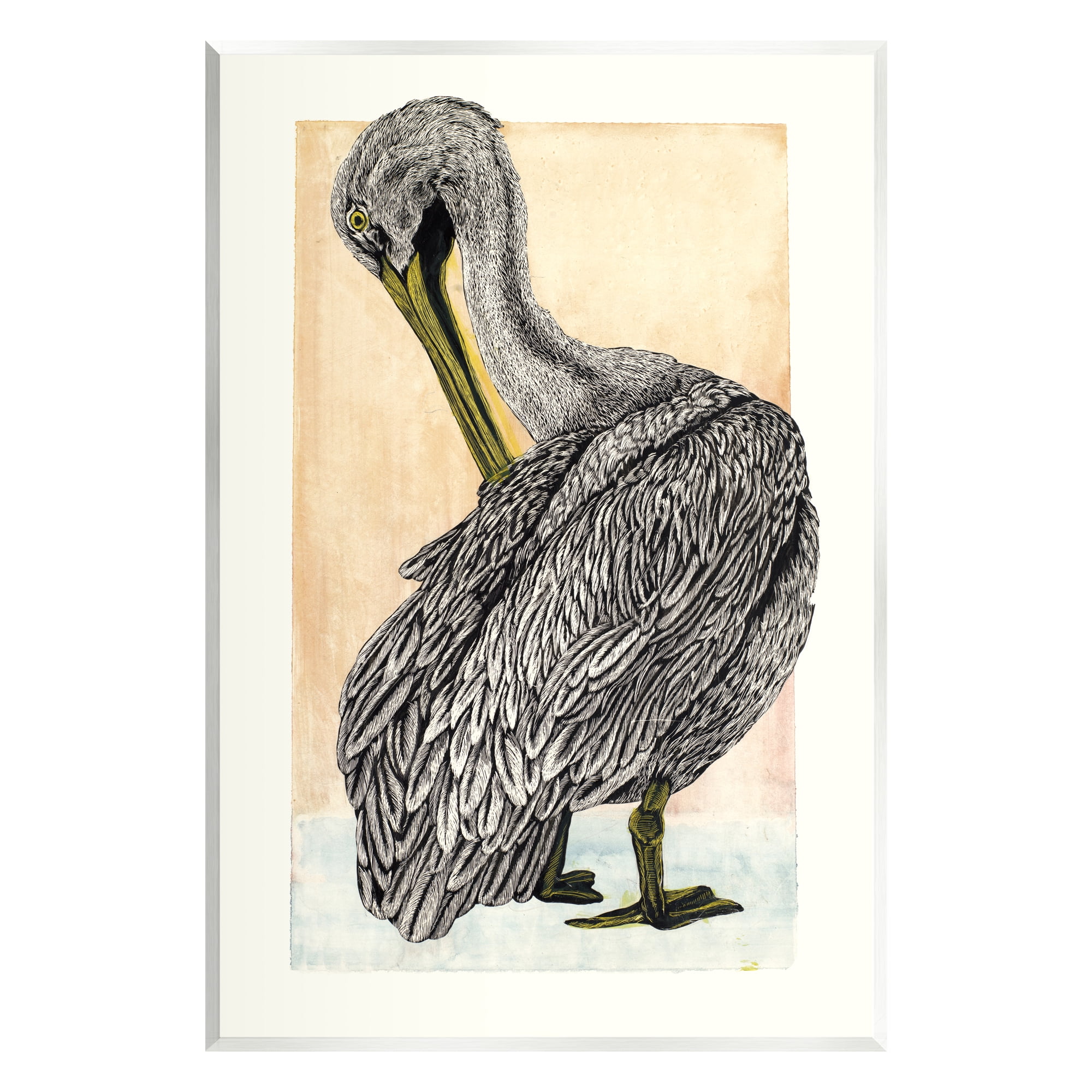 Stupell Industries Detailed Pelican Drawing Animals & Insects Drawing Unframed Art Print Wall Art, 10 x 15