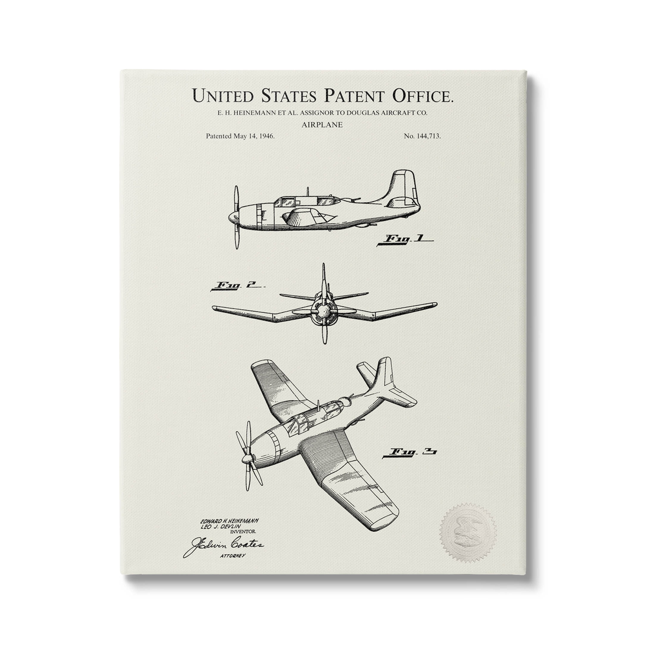 Stupell Industries Detailed Plane Aircraft Chart Graphic Art Gallery Wrapped Canvas Print Wall Art, Design by Karl Hronek