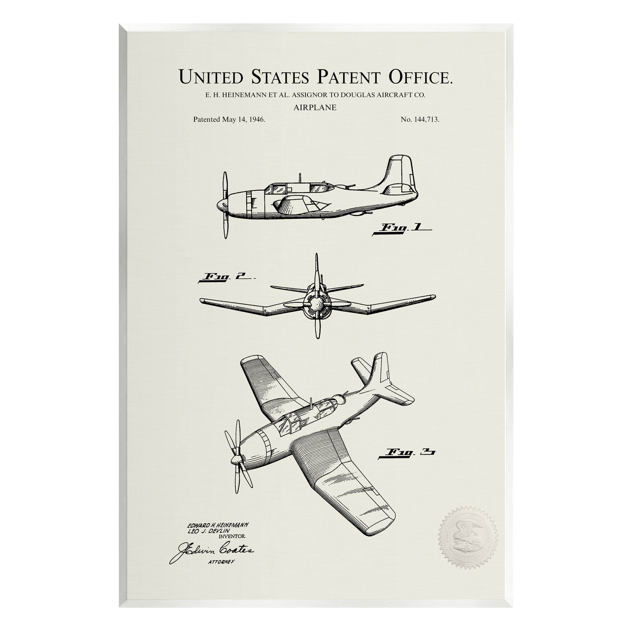 Stupell Industries Detailed Plane Aircraft Chart Graphic Art Unframed Art Print Wall Art, Design by Karl Hronek