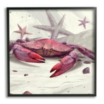 Stupell Industries Detailed Red Crab Animals & Insects Painting Black Framed Art Print Wall Art, 12 x 12
