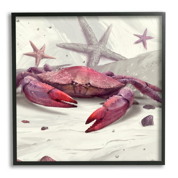 Stupell Industries Detailed Red Crab Animals & Insects Painting Black Framed Art Print Wall Art, 12 x 12