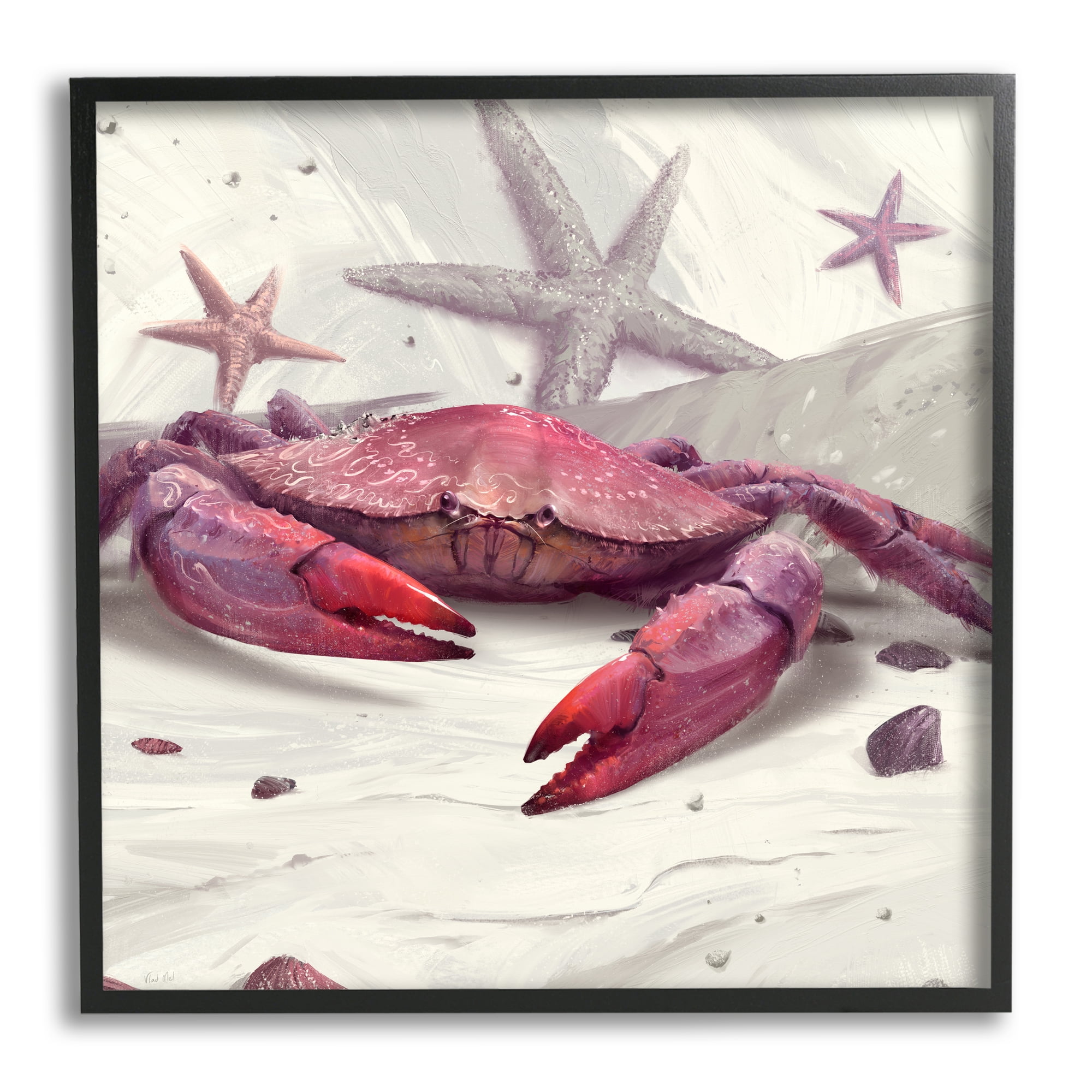 Stupell Industries Detailed Red Crab Animals & Insects Painting Black Framed Art Print Wall Art, 17 x 17