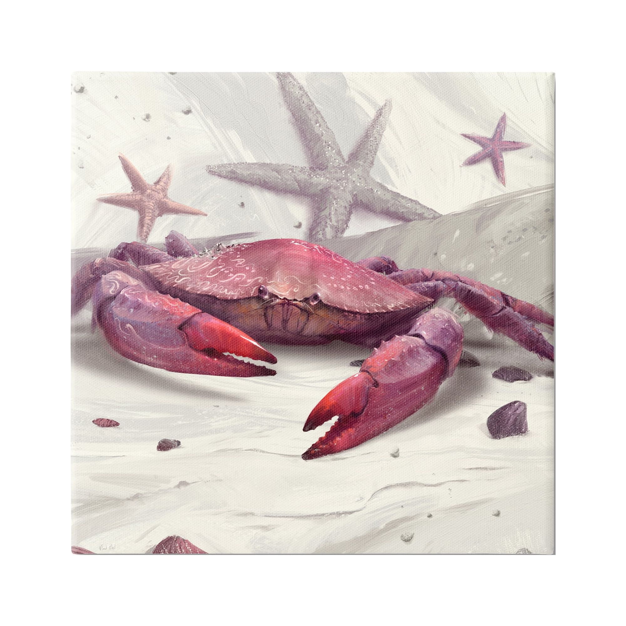 Stupell Industries Detailed Red Crab Animals & Insects Painting Gallery Wrapped Canvas Art Print Wall Art, 17 x 17