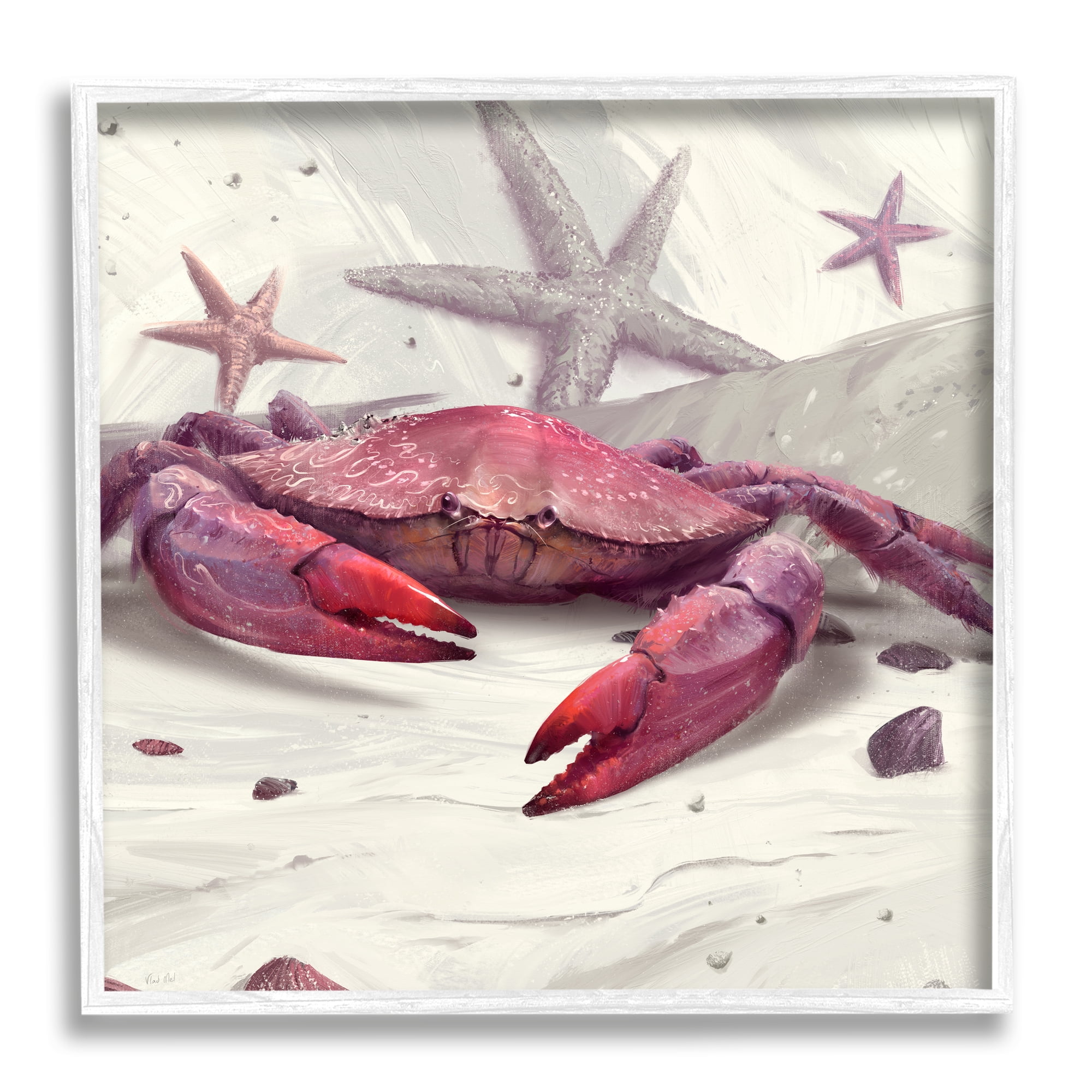 Stupell Industries Detailed Red Crab Animals & Insects Painting White Framed Art Print Wall Art, 17 x 17
