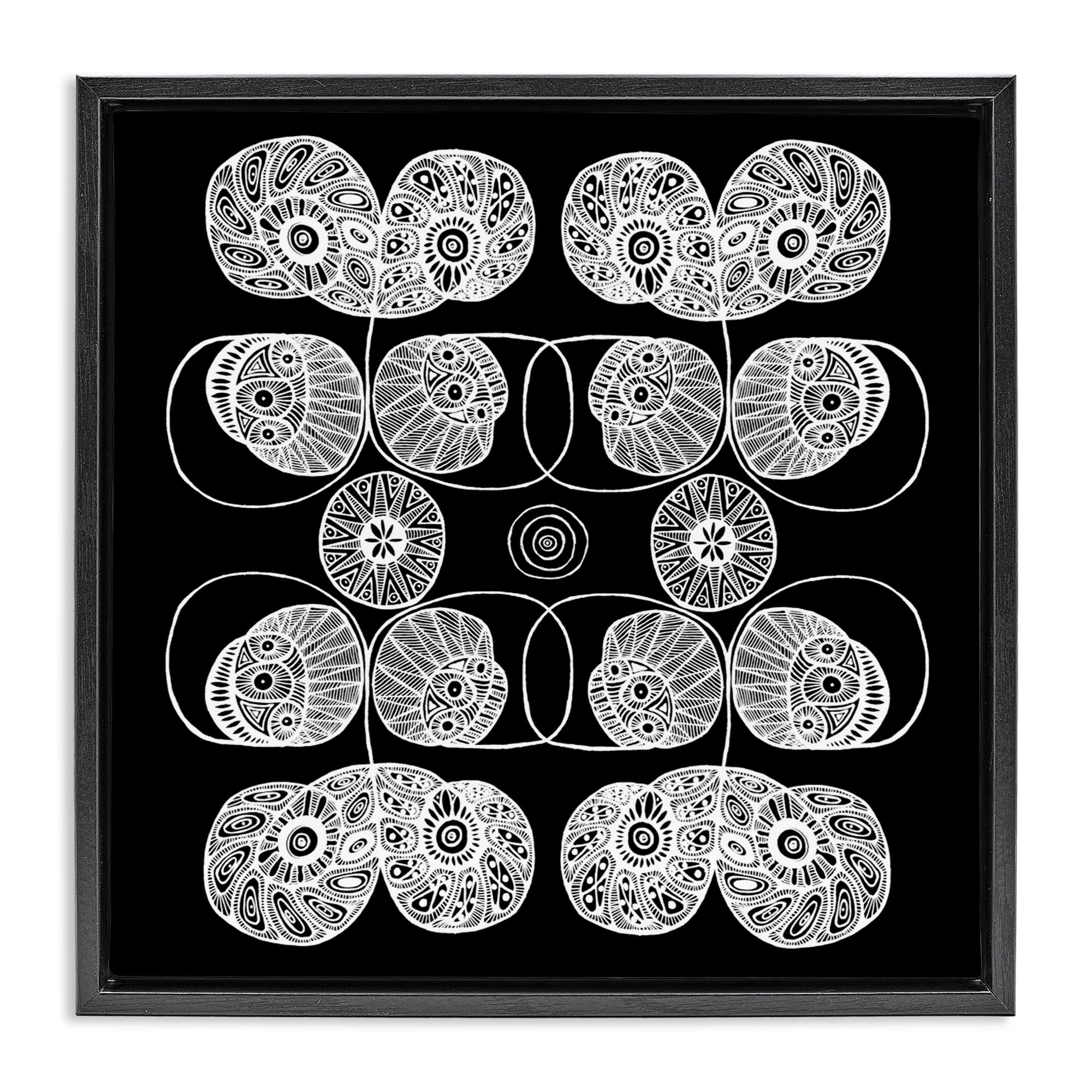 Stupell Industries Detailed Rounded Elementals Black Framed Floater Canvas Wall Art, design by El Perkin