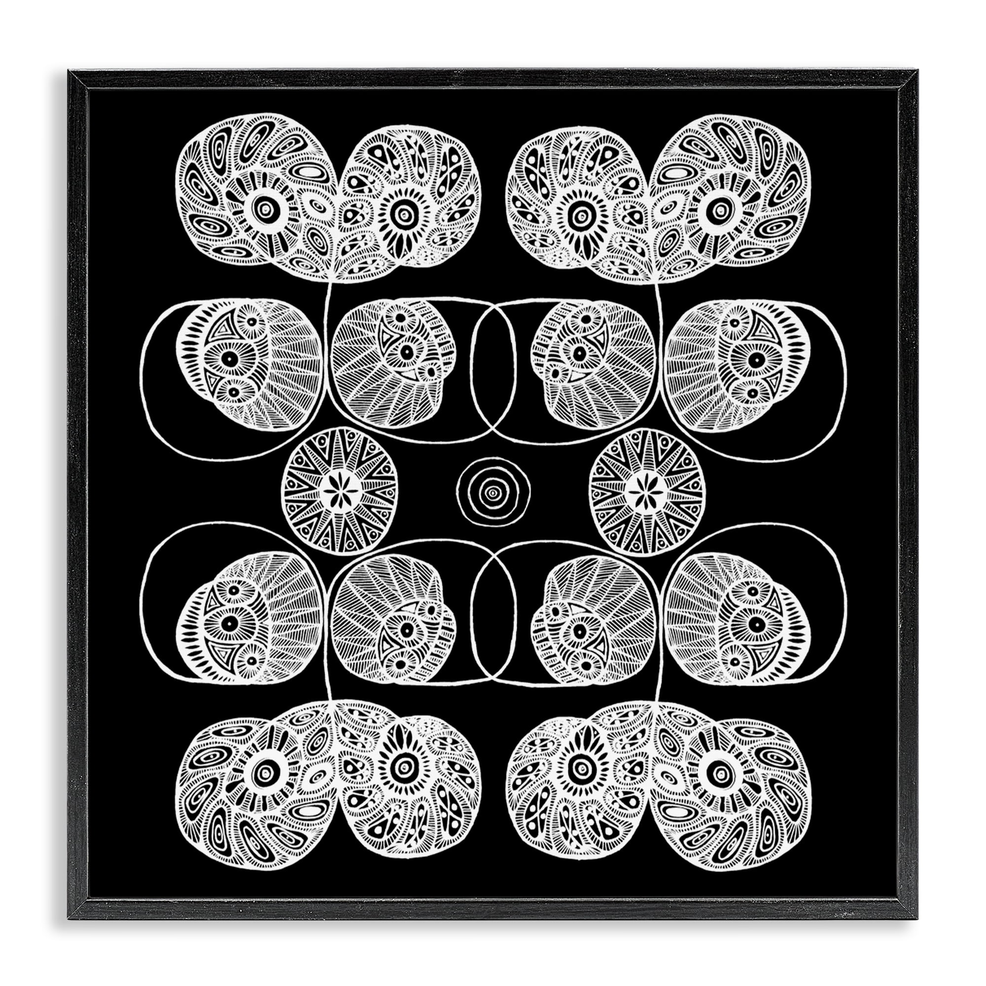 Stupell Industries Detailed Rounded Elementals Black Framed Giclee Art, design by El Perkin