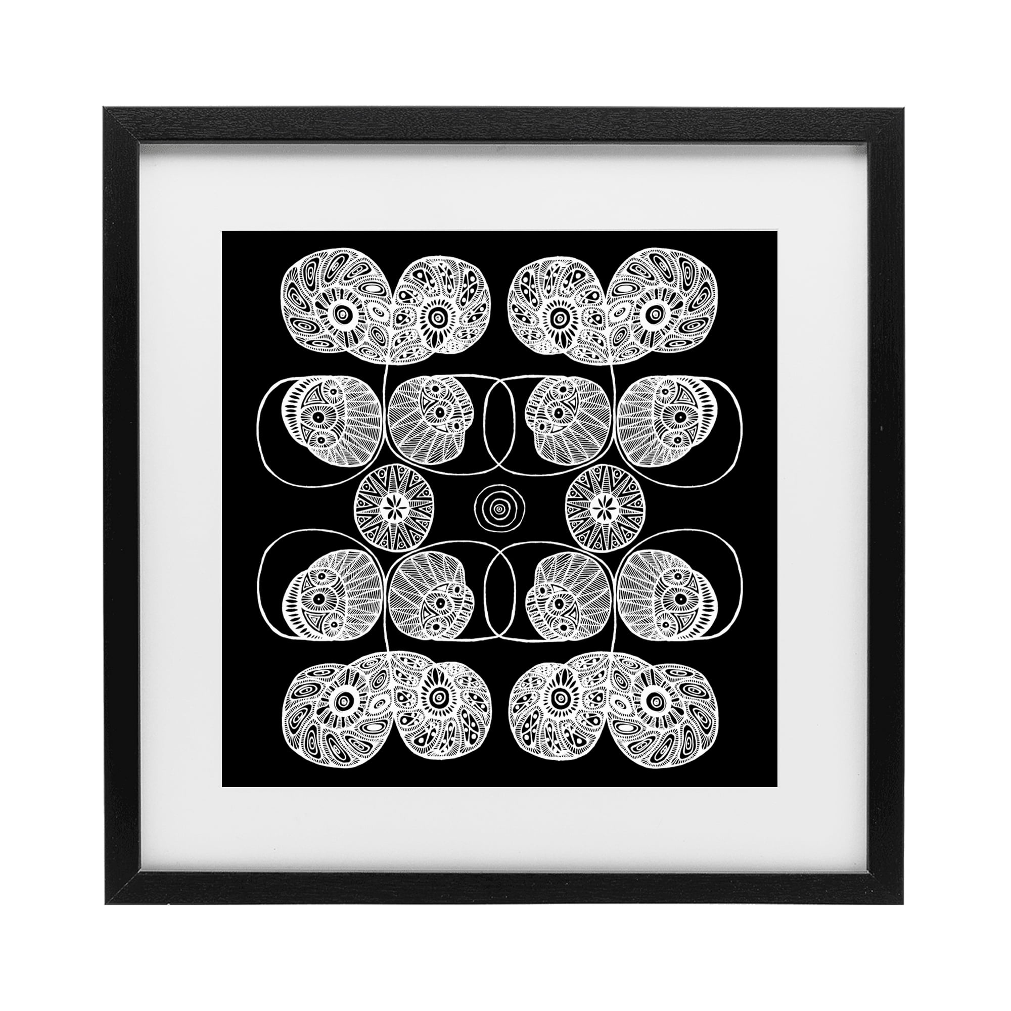 Stupell Industries Detailed Rounded Elementals Black Framed Print Under Glass, design by El Perkin