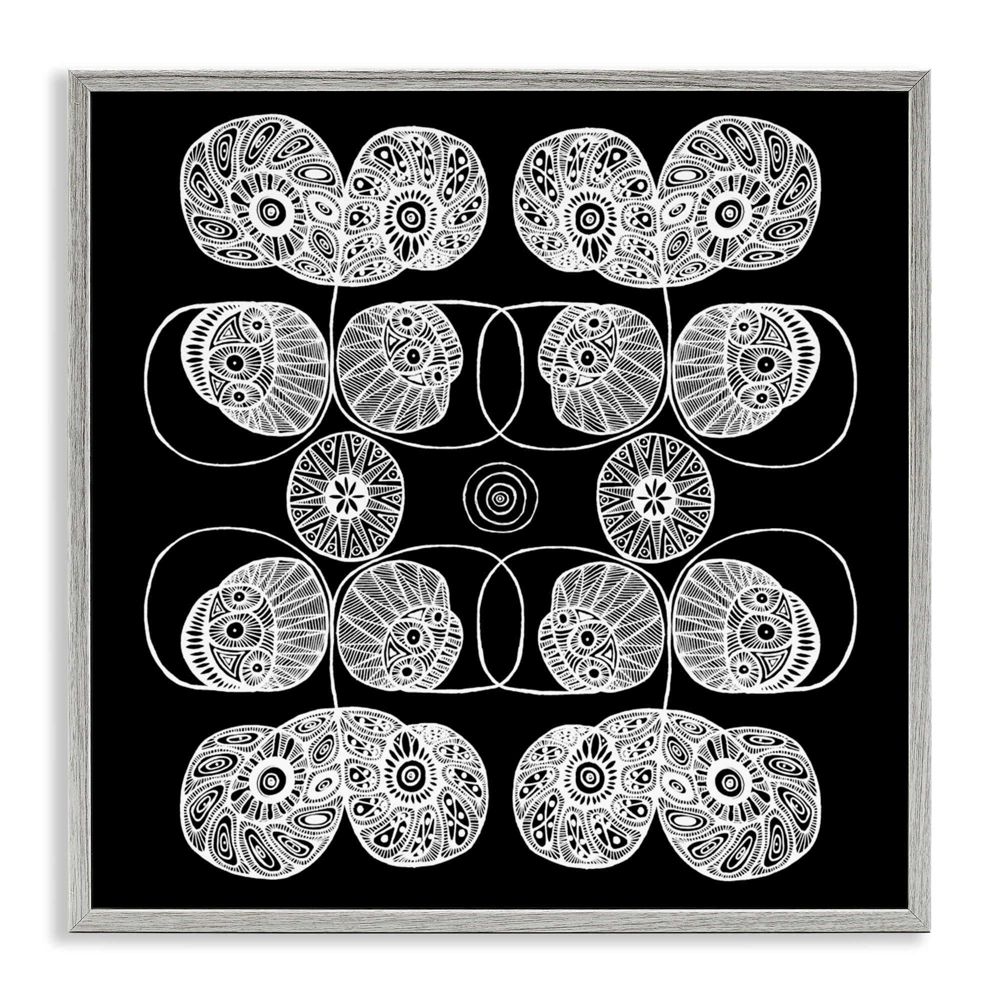 Stupell Industries Detailed Rounded Elementals Gray Framed Giclee Art, design by El Perkin