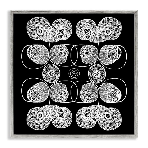 Stupell Industries Detailed Rounded Elementals Gray Framed Giclee Art, design by El Perkin