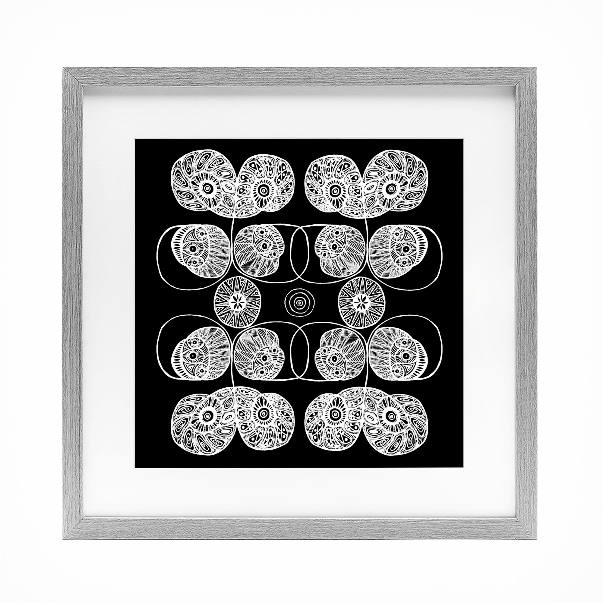 Stupell Industries Detailed Rounded Elementals Gray Framed Print Under Glass, design by El Perkin
