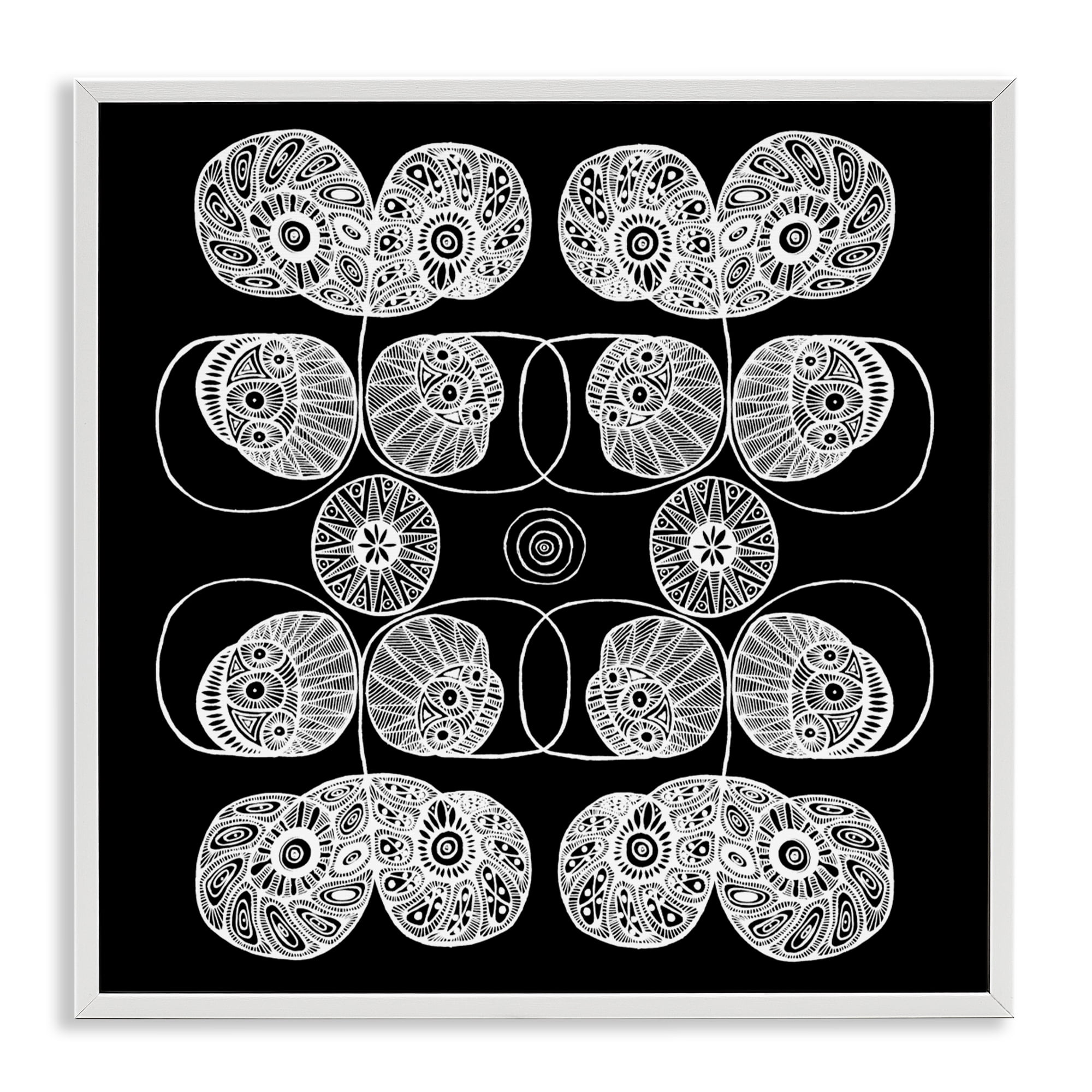 Stupell Industries Detailed Rounded Elementals White Framed Giclee Art, design by El Perkin