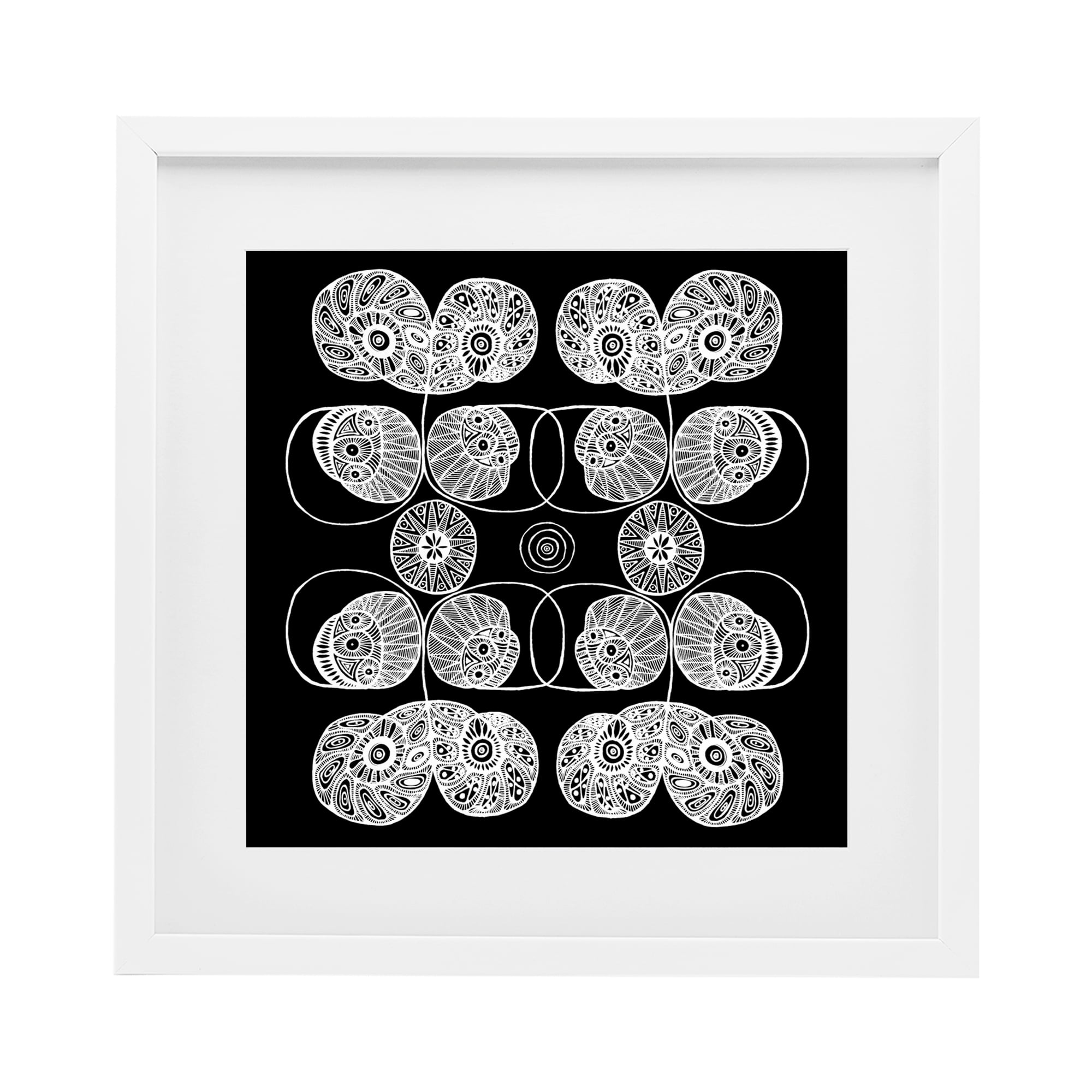 Stupell Industries Detailed Rounded Elementals White Framed Print Under Glass, design by El Perkin